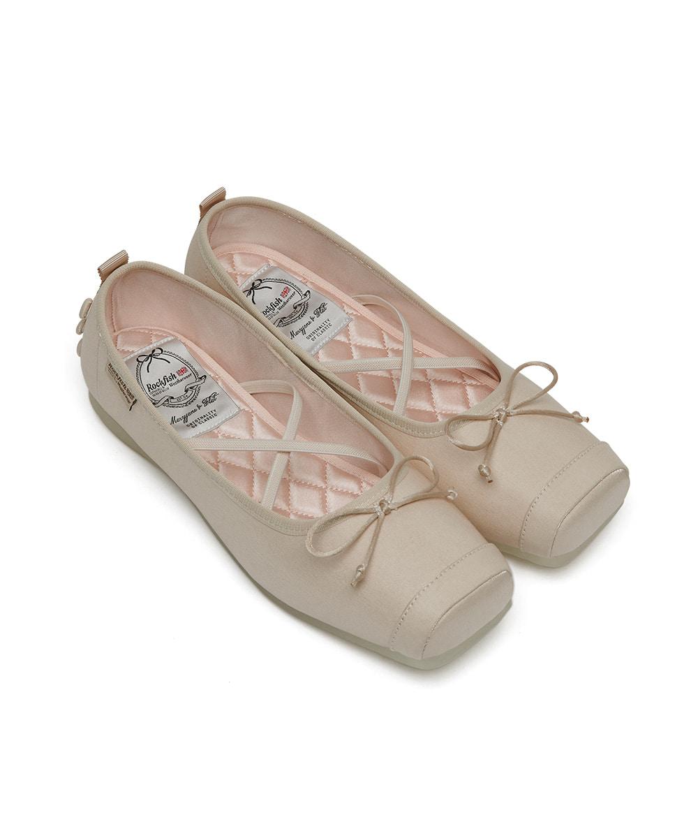 TOE CAP BALLET FLATS - BEIGE