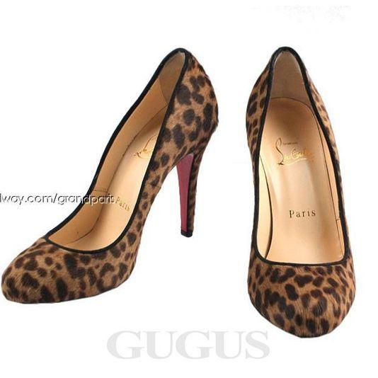 상태최상 크리스챤루부탱 브라운 레오파드 송치 펌프스 슈즈 36