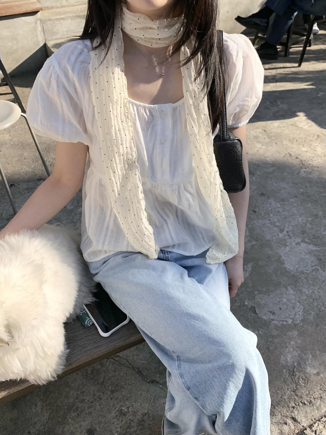 프릴리 DL. Lovely Cotton Puff Top