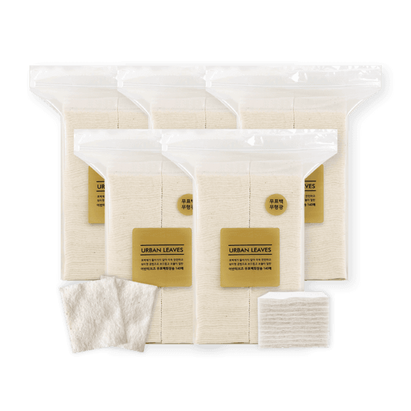 무표백 무형광 화장솜(140매입) × 5개 (무료배송)