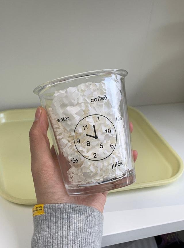 키치 시계 유리컵 유리 물컵 맥주 우유 주스 음료 컵