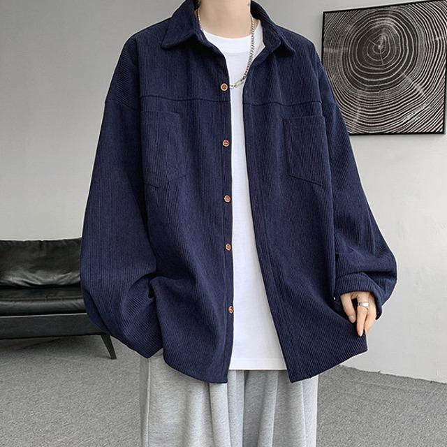 코듀로이 투포켓 베이직 카라 긴팔 셔츠 MS1174