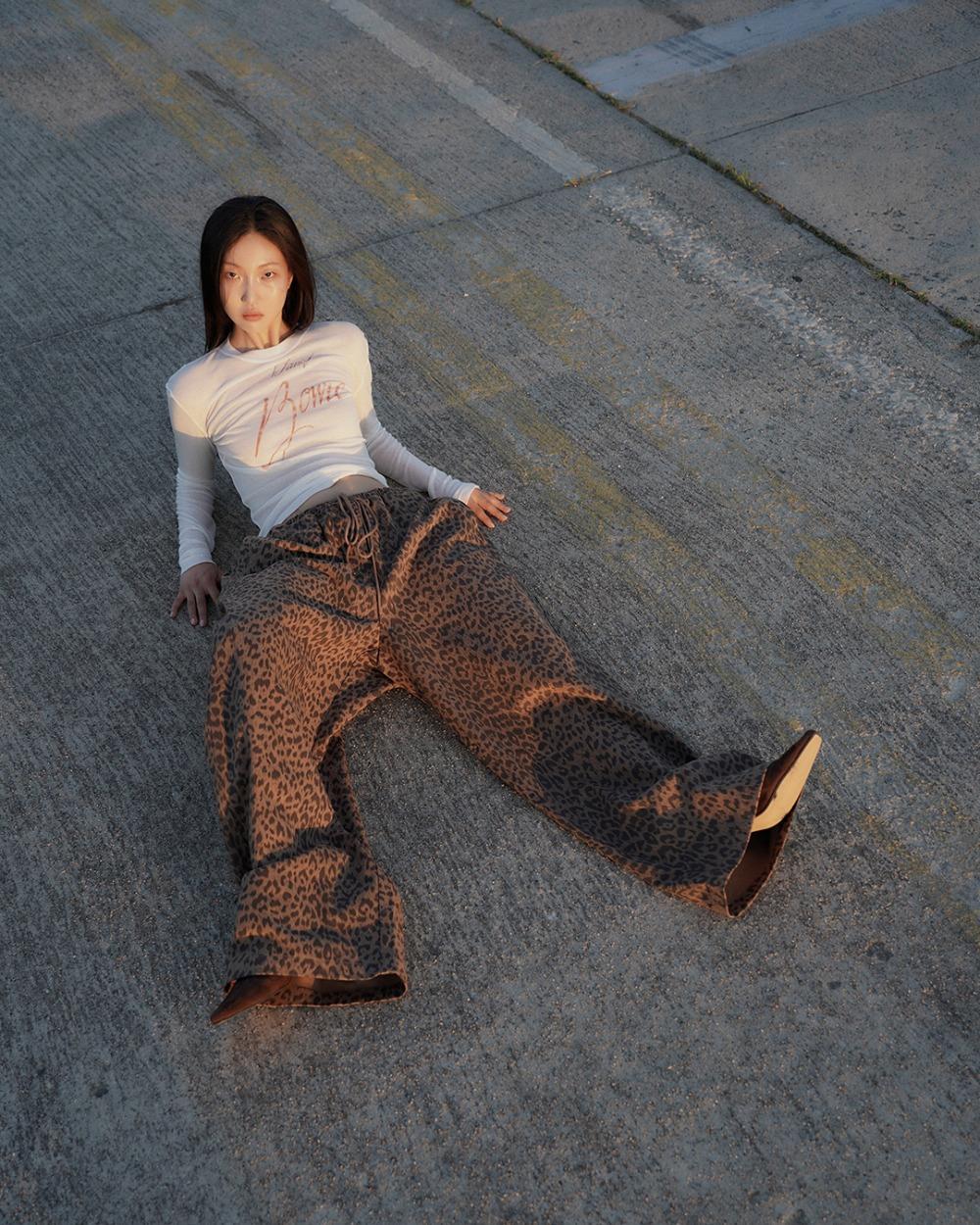 25FW leopard wear big wide banding pants