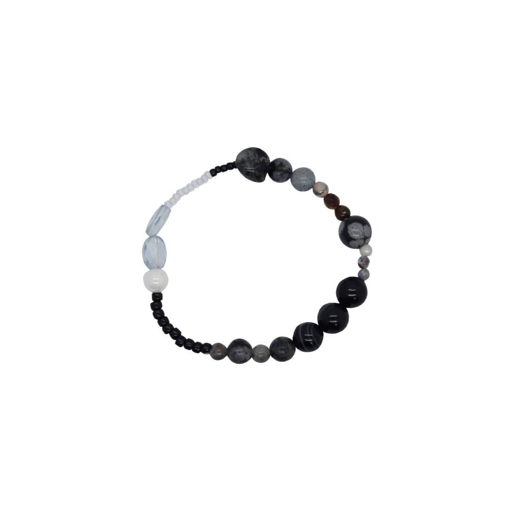 [모크공방] Black Round Beads Bracelete