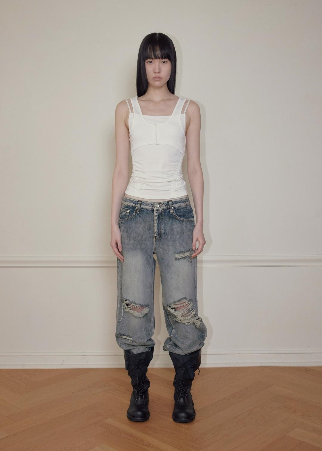 DOUBLE LAYER SLEEVELESS, IVORY