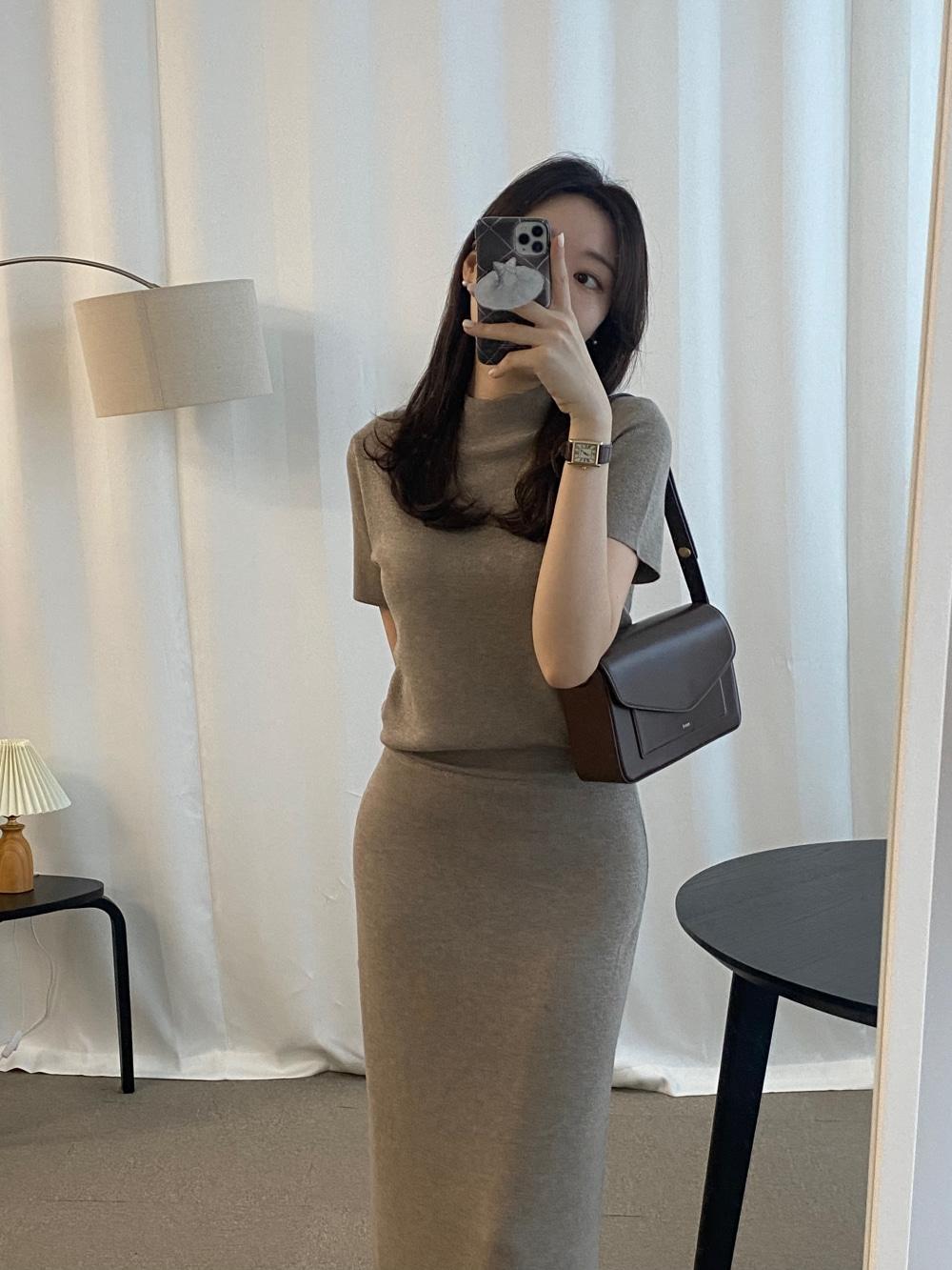 [재입고] 본 하프넥 니트투피스 세트