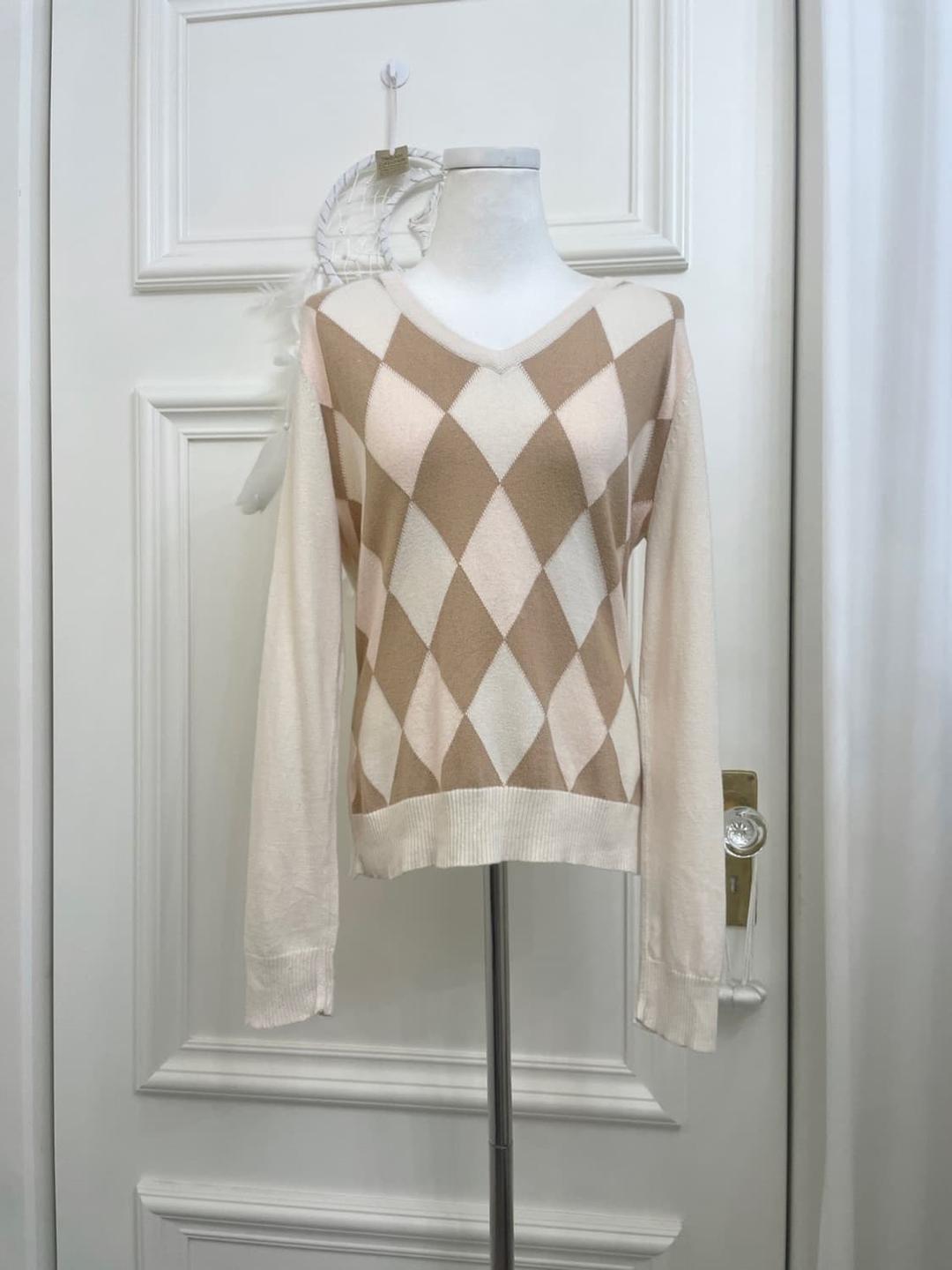 GAP pink beige argyle lovely knit top | 후루츠패밀리