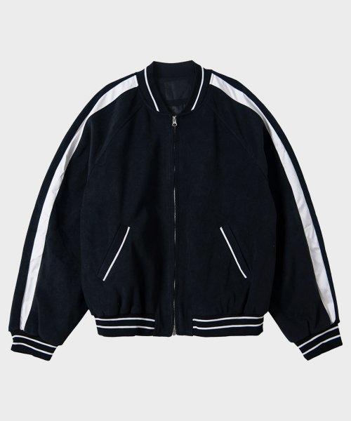 오버핏 테이핑 테리 라인 트랙 집업 자켓 점퍼 [블랙]