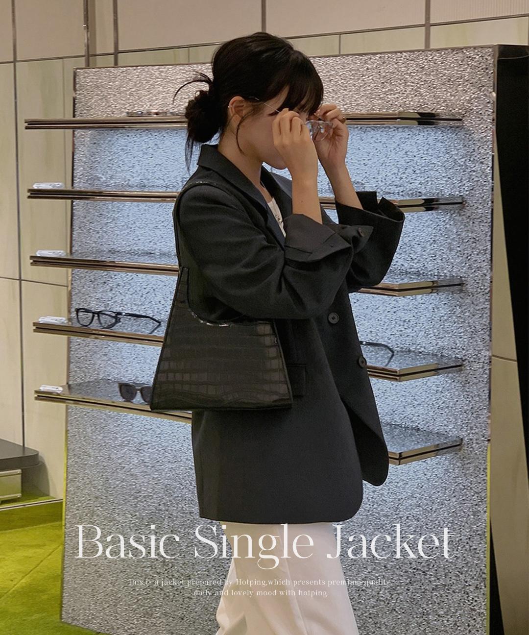 핫핑  [하객룩&격식룩/딱예쁜핏🤎][MADE] 커티스 베이직 싱글 카라 세미오버핏 자켓 (44~110) (빅사이즈자켓-간절기자켓-오피스룩-출근룩-체형커버-카라자켓-가을신상)