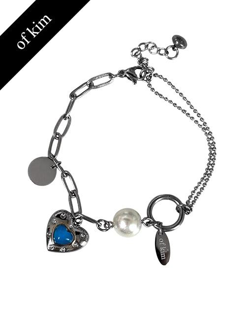 (OFK.MADE/surgical) Color Pop Heart Bracelet - Blue