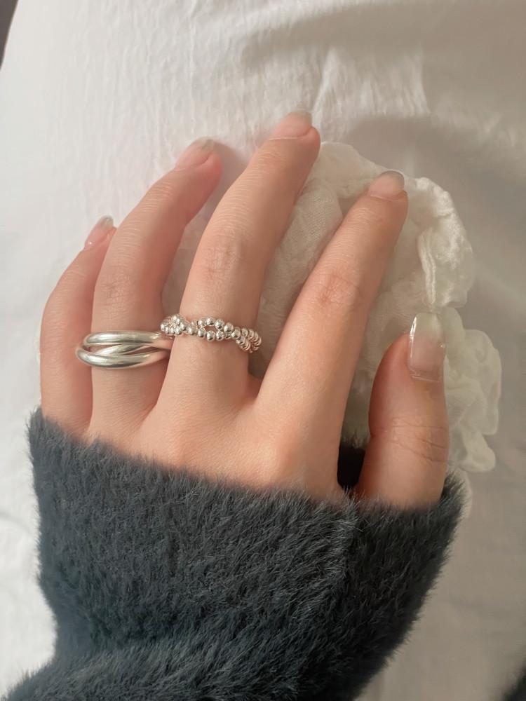 [모브닝/ 925 silver] 노드 실버볼 레이어드 은반지