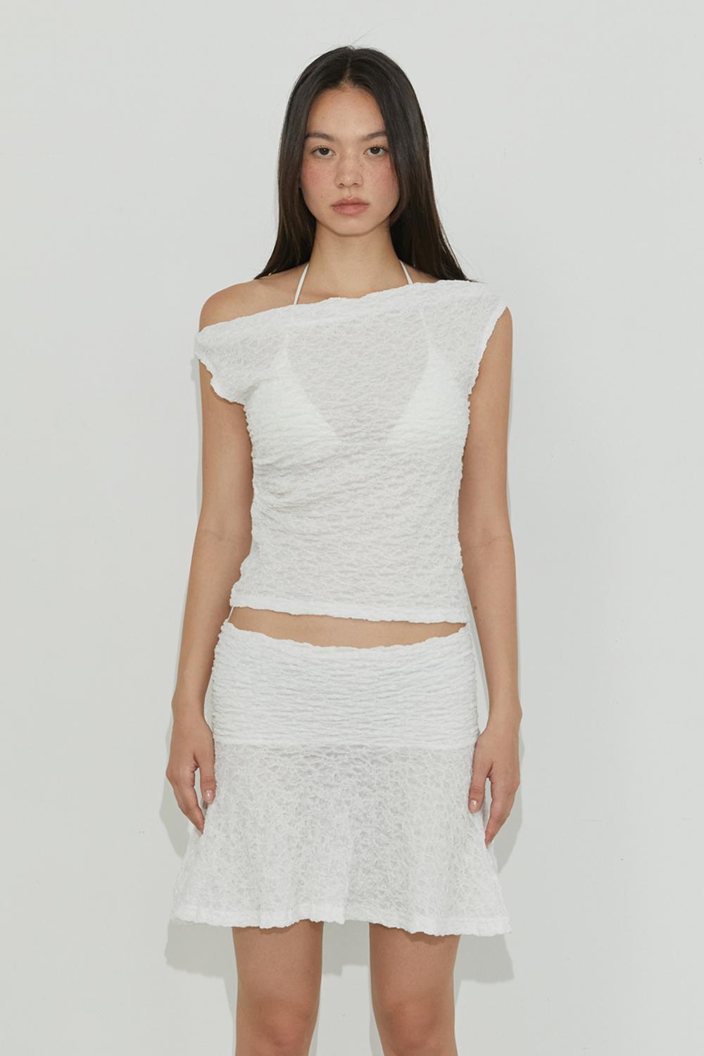 ASYMMETRIC LACE SLEEVELSS /IVORY