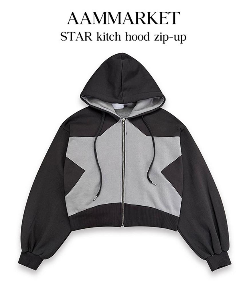 [Y2K/기모선택] 스타 키치 세미크롭 후드집업