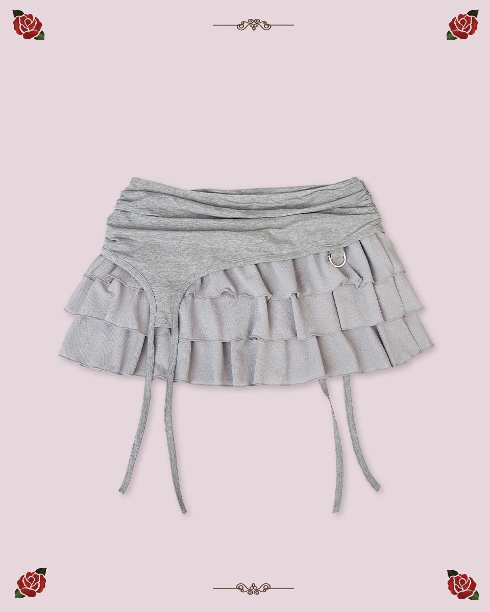 (PRE-ORDER) LACE GATER FRILL SKIRT [MELANGE]