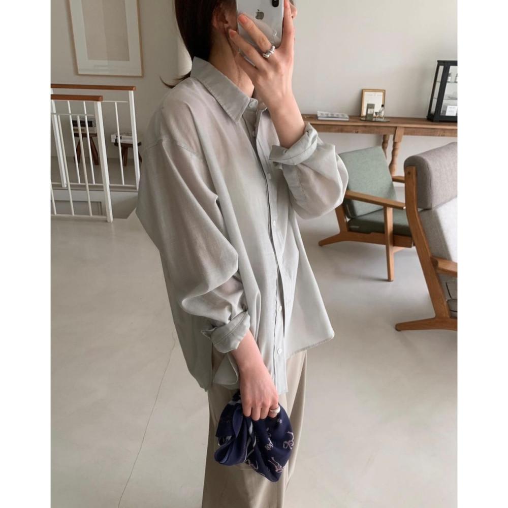 Mare 마레 시어 셔츠 시스루 루즈핏 베이직 sh (4c)