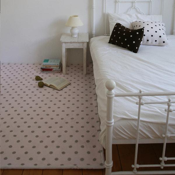 모래나 그린 도트 극세사 디자인 러그