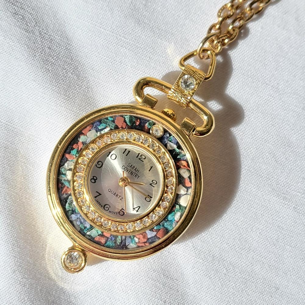[중고] Sarah Coventry 빈티지 펜던트 시계 목걸이 J#4529(할인가)
