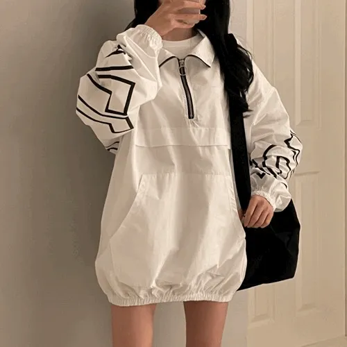 [간절기아우터/커플룩추천/남녀공용/바람막이집업/아노락집업/아노락바람막이/커플바람막이] 콜라보 오버루즈핏 아노락 바람막이 집업 5color
