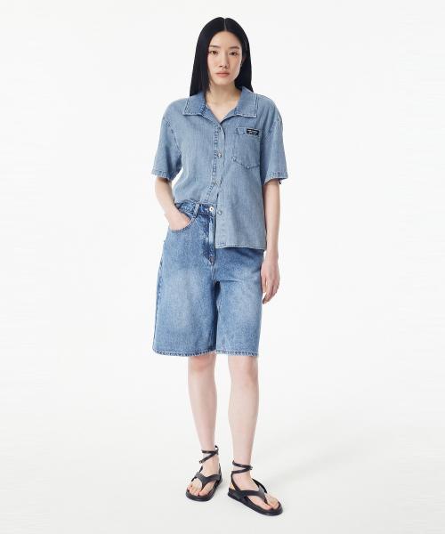 워싱 데님 버뮤다 팬츠_블루 7155355801