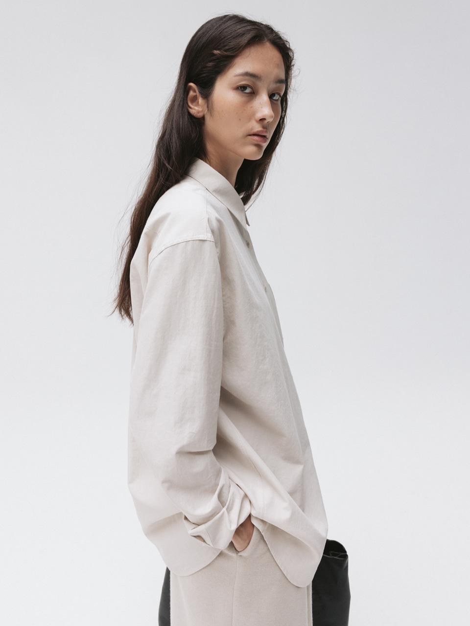[30%] washed plain shirt (bone)