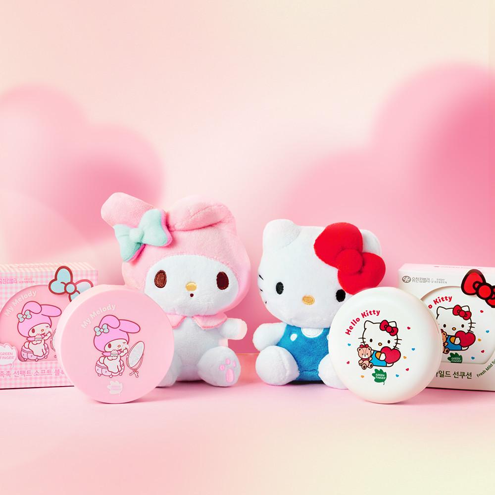 NEW 그린핑거 헬로키티 선쿠션/마이멜로디 선팩트 산리오 한정판 무기자차 선크림