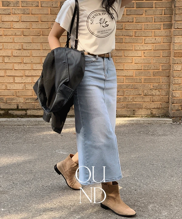 🎬[made/4size] 네드 속밴딩 워싱 스판 트임 데님 롱 스커트 -3color