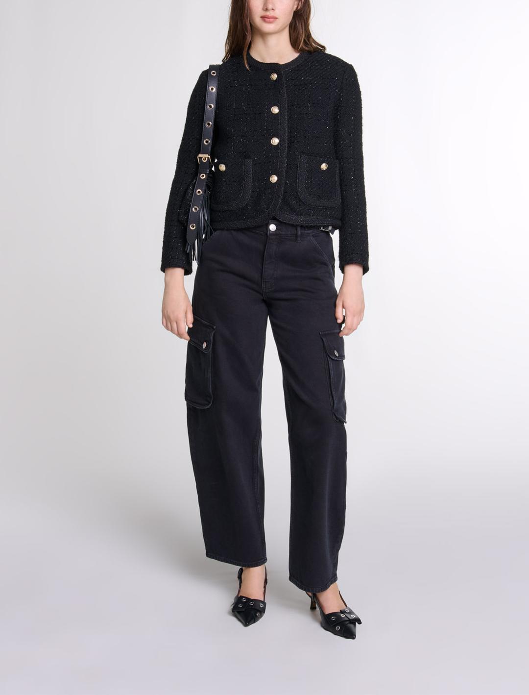 샤이니 트위드 크롭 자켓