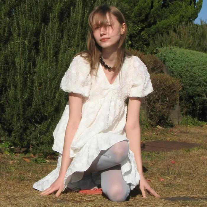 Jacquard Ribbon Blouse (White)