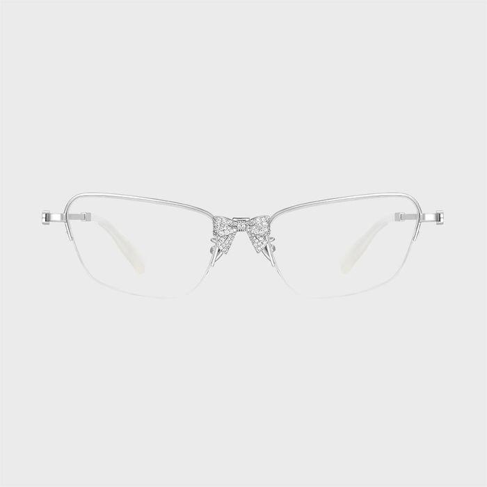 (W) METAL BOWKNOT GLASSES (Silver)