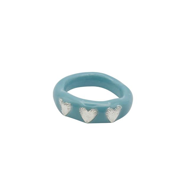 shield heart ring-pale blue