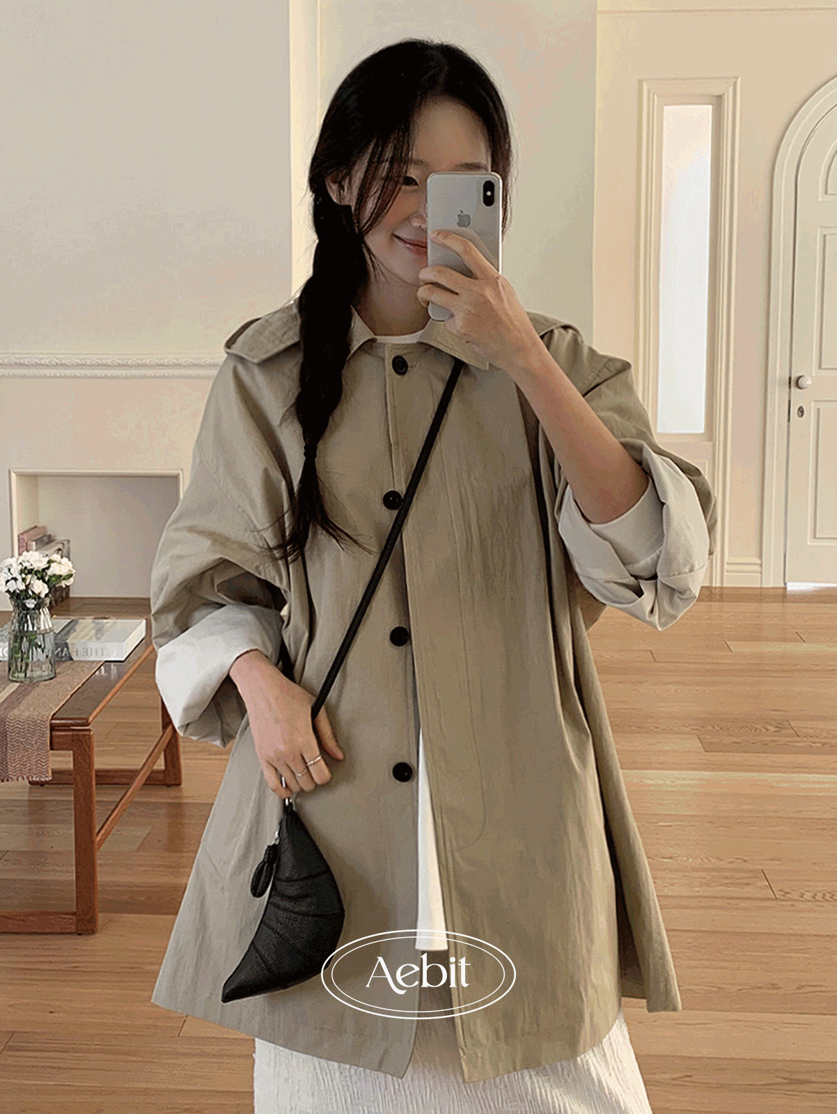 자체제작 muffin half trench coat (1color) 후드탈부착가능, 당일발송!