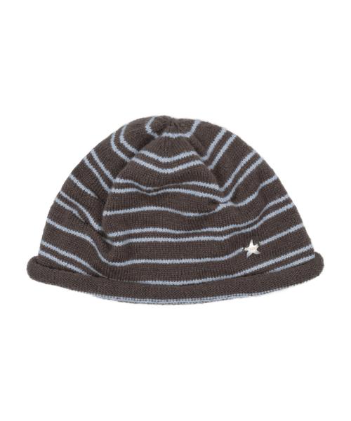 TCM stripe bottle beanie (brown/blue)