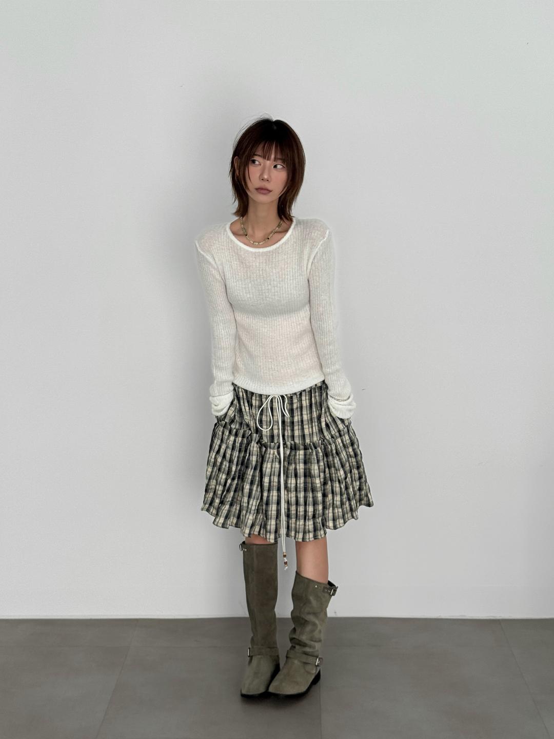 [prts made] 체크 레트로 하프 스커트