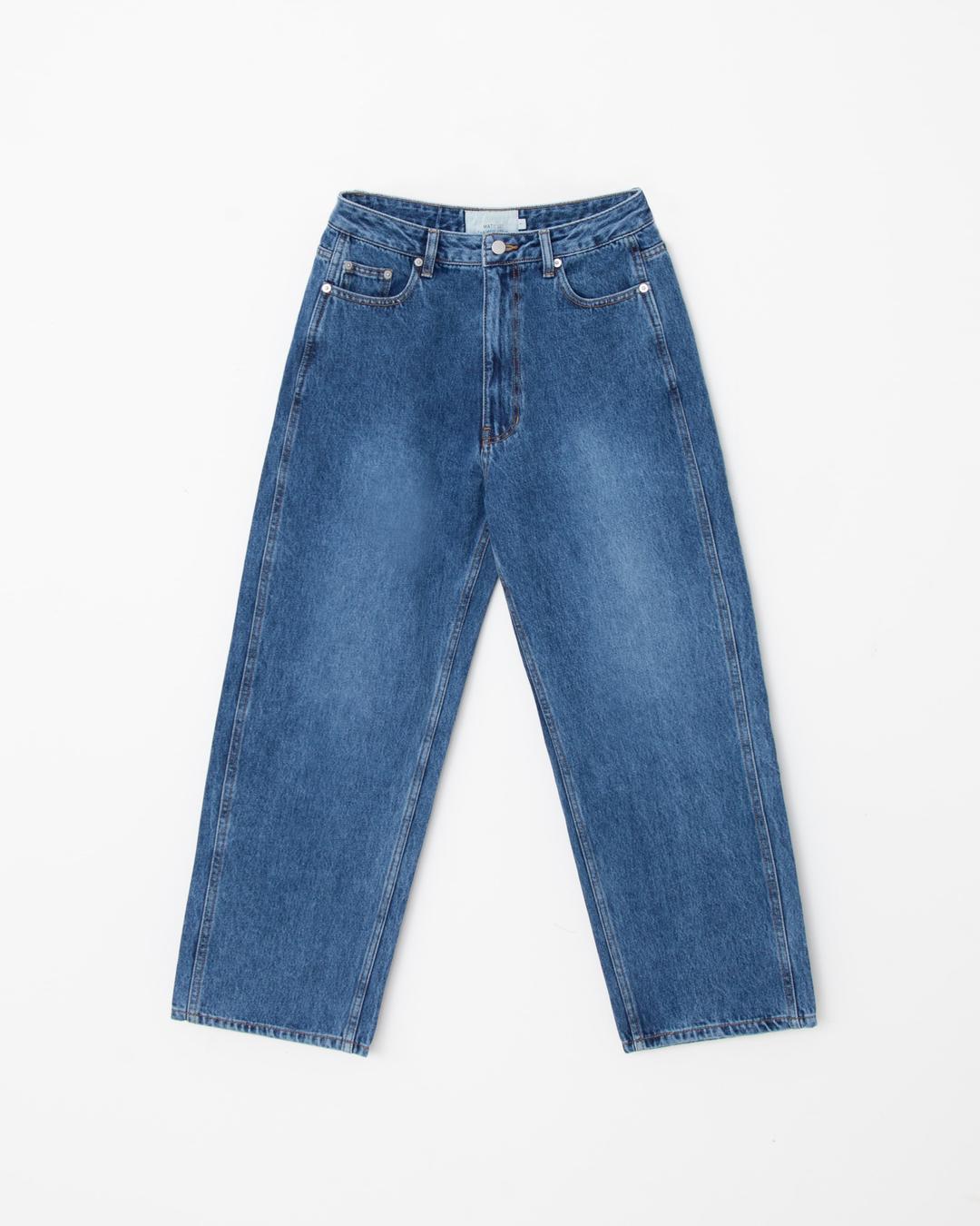WIDE DENIM PANTS MID-WASHED