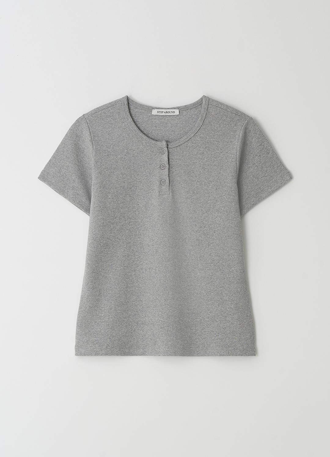 [2차] Henley Short Sleeve T-Shirt_GREY