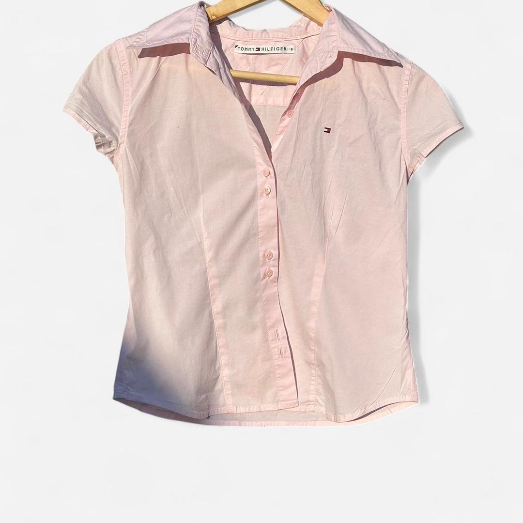 Vintage Tommy Hilfiger 90s y2k pink button up shirt...