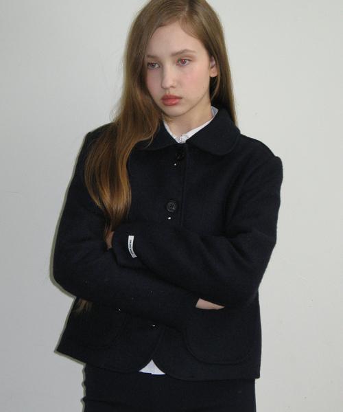 크랭크(CRANK)  스터드 울 숏 코트_네이비 - 사이즈 & 후기 | 무신사