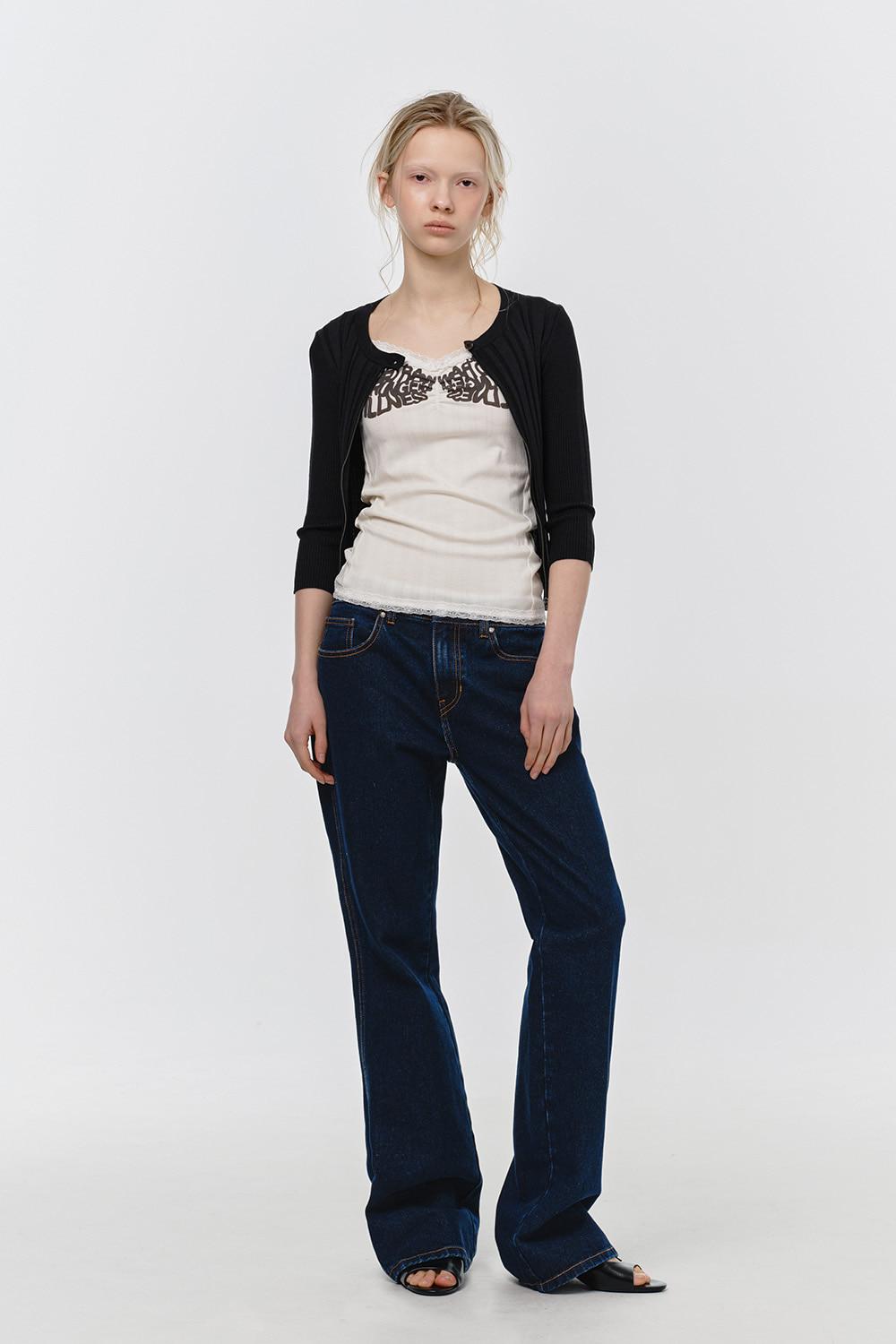 BUTTON THREE-QUARTER CARDIGAN, BLACK