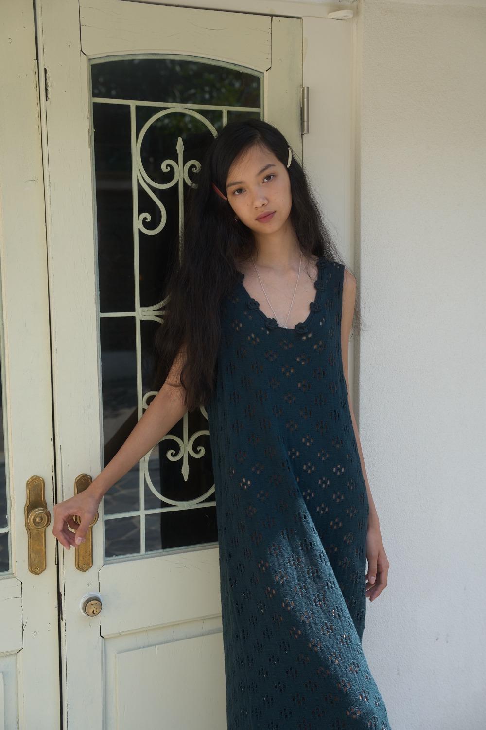 Vintage Weave Long Dress / Darkgray