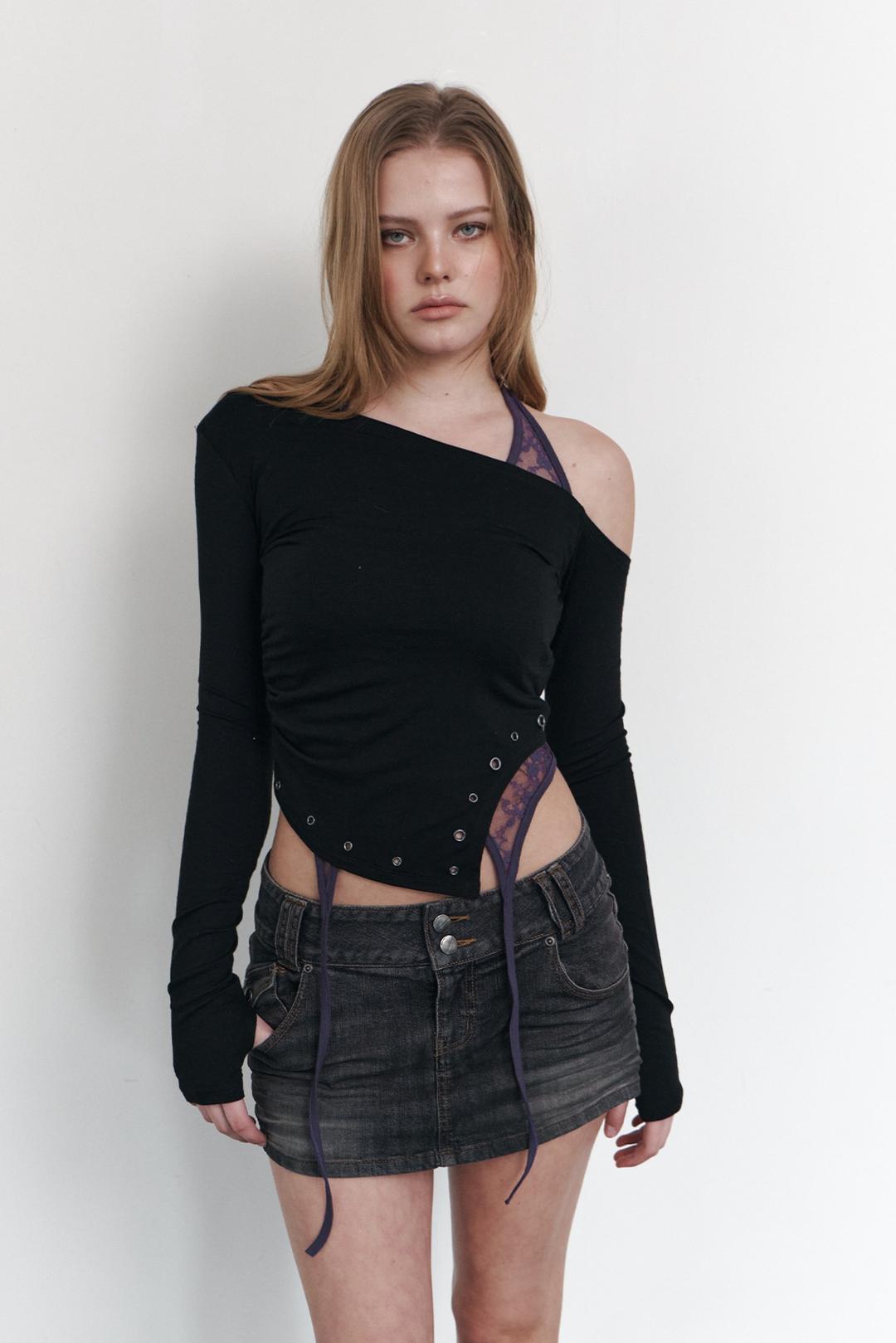 [ 04.17 예약 배송 ] Tommie Button Denim Skirt (Vintage Black)