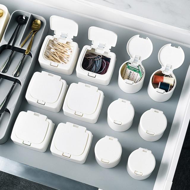 정리중독 약정리함 미니 사각 원형케이스 원터치 면봉정리함