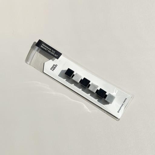 대리석 타일 자석 블랙&그레이 6pcs 네오디움 홀더