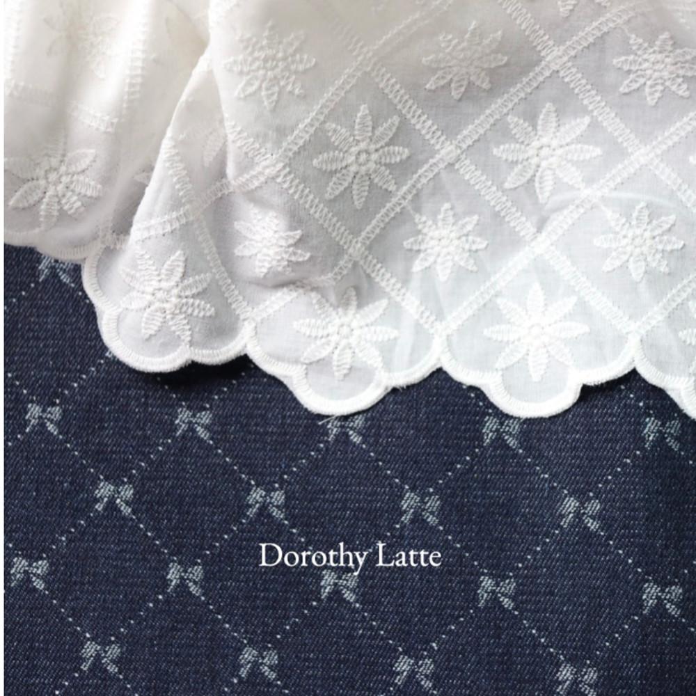 스퀘어 리본 청 데님 원단