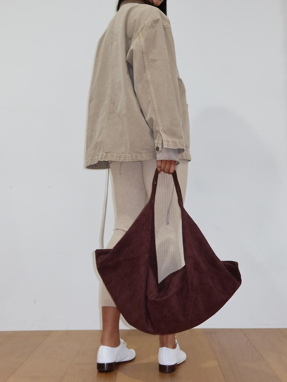 Studded Suede Shoulder Bag_Red