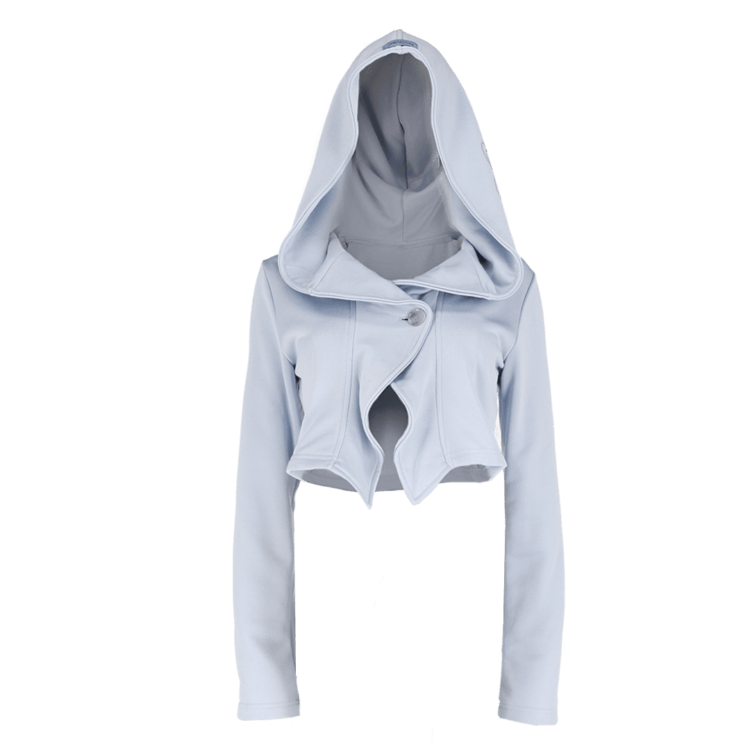 Shiny Stone Hooded Jacket- Pale Blue