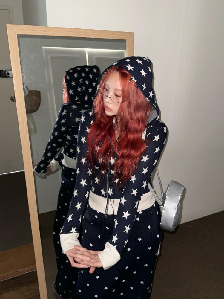 star two-way hooded zip up