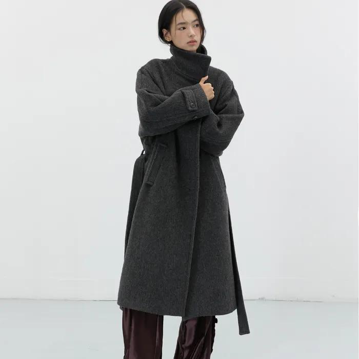 [무료반품] BELTED BALMACAAN WOOL COAT CHARCOAL