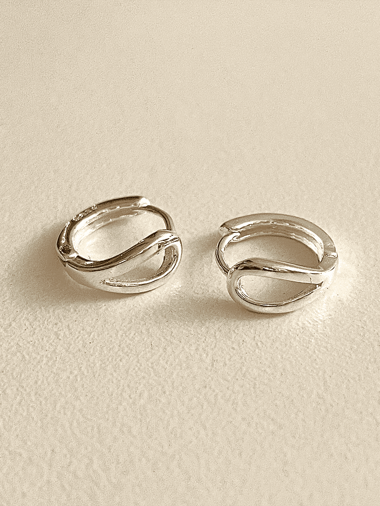 [무배] 실버925 미니 물방울 라인 원터치 링 귀걸이