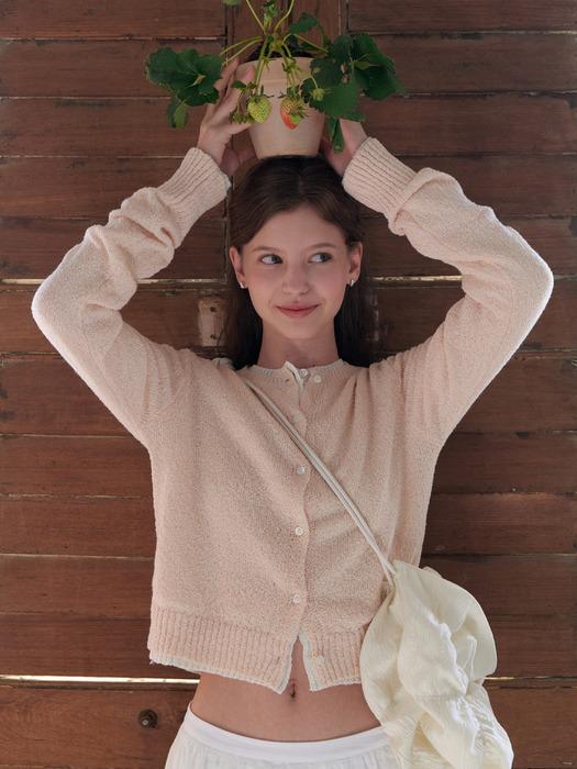 Boucle linen cardigan (baby pink)