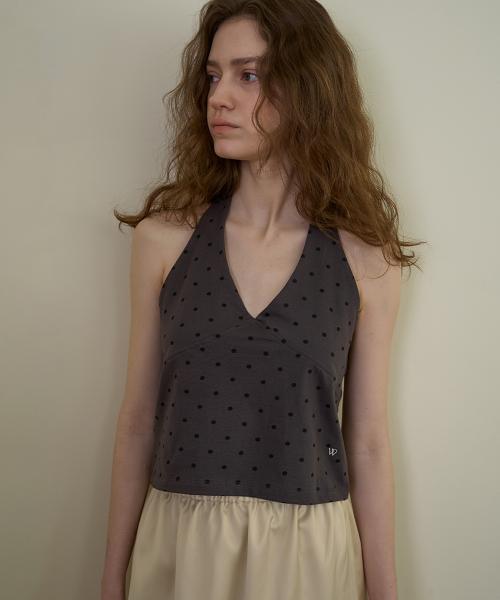 도트 홀터넥 탑_차콜